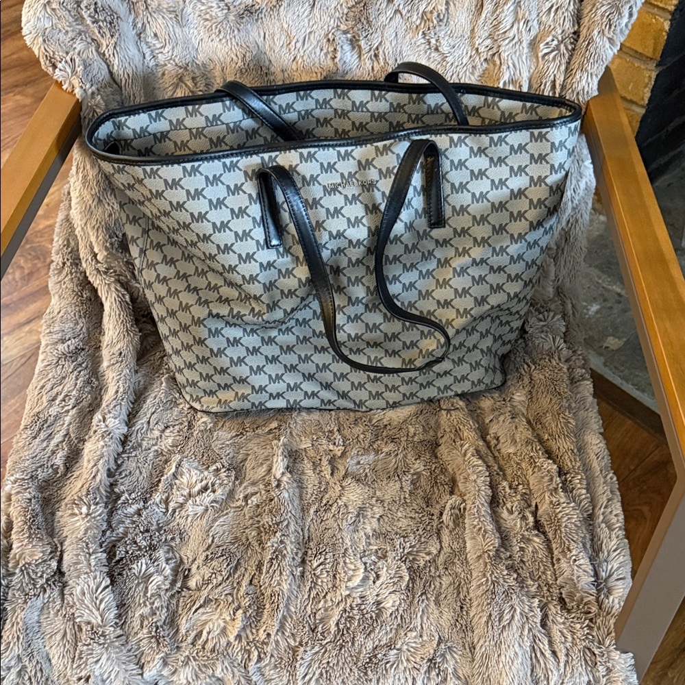 Michael Kors Black and Gray Monogram Tote